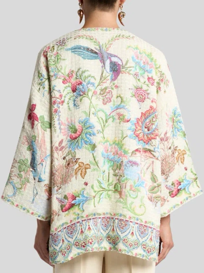 Etro Kesa Side Slit Cotton Blend Jacket In White