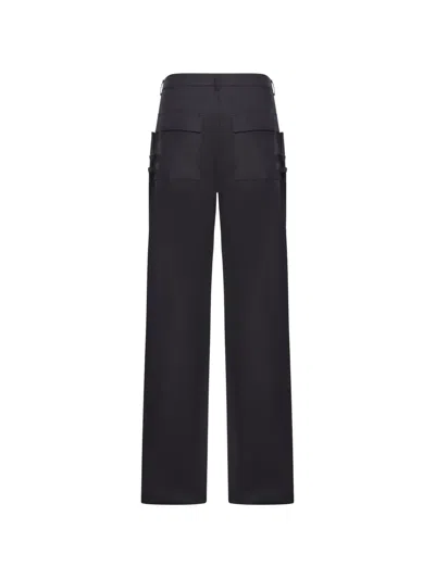Rick Owens Stefan Flared Grain De Poudre Wool Cargo Trousers In Black