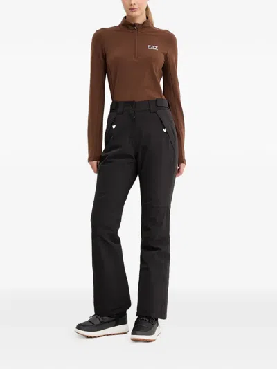 Ea7 Logo-print Ski Top In Brown