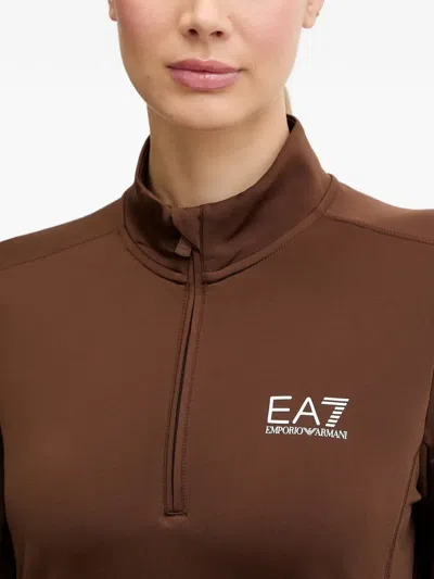 Ea7 Logo-print Ski Top In Brown
