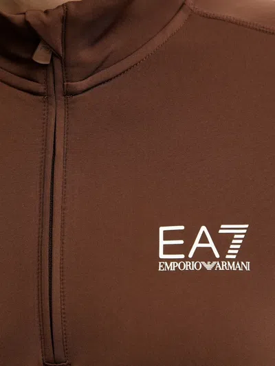 Ea7 Logo-print Ski Top In Brown