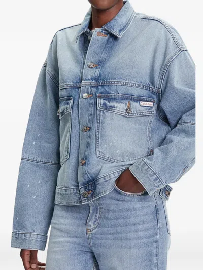 Calvin Klein Buttoned Light Denim Jacket In Blue