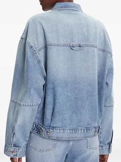 Calvin Klein Buttoned Light Denim Jacket In Blue