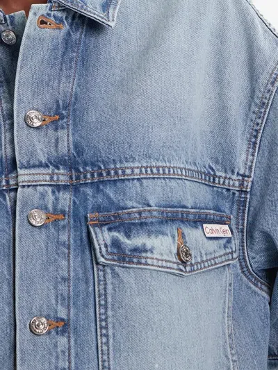Calvin Klein Buttoned Light Denim Jacket In Blue