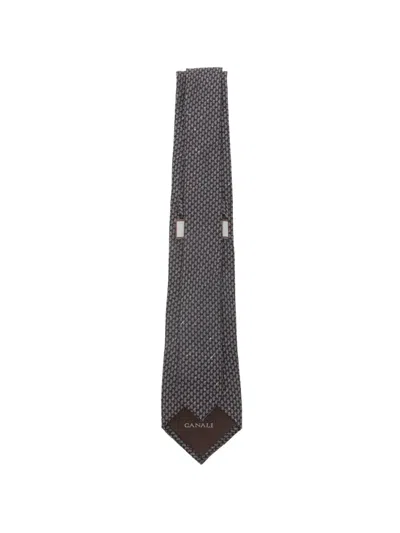 Canali Patterned Tie In Black
