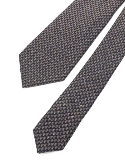 Canali Patterned Tie In Black