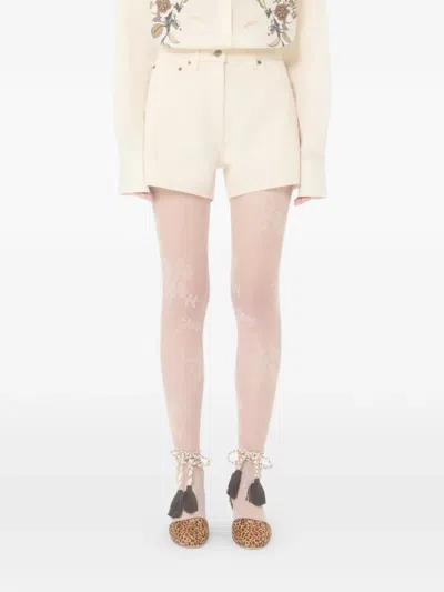 Valentino Garavani Vgold Shorts Bermuda And Short Beige In White