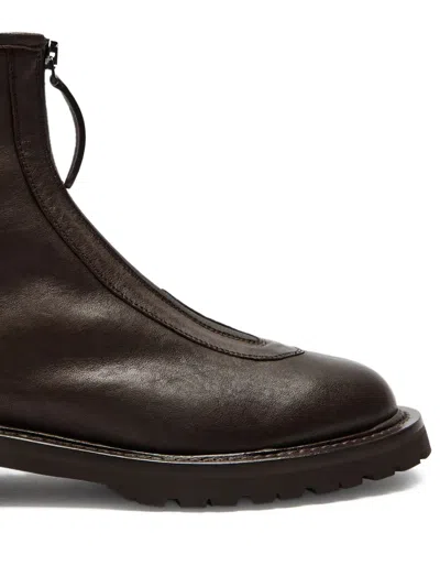 Legres Grained Leather Ankle Boots In Brown