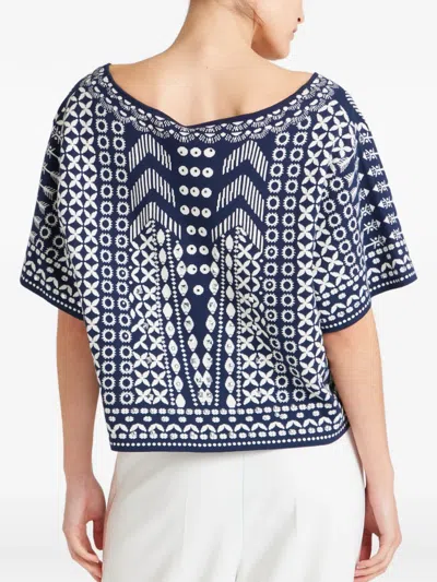 Temperley London Patterned V-neck Top In Multi