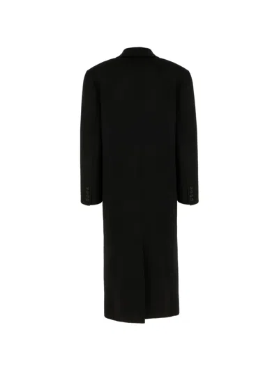 Saint Laurent Double-breasted Coat In Black