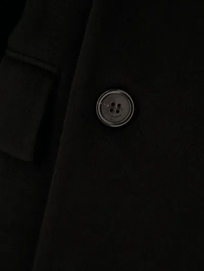 Saint Laurent Double-breasted Coat In Black