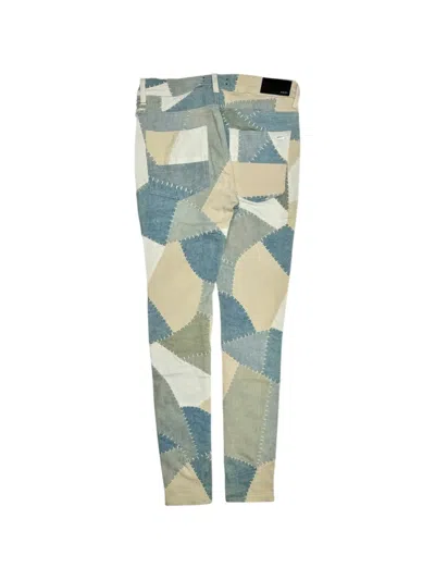 Amiri Alabaster Denim Patchwork Skinny Jeans In Blue