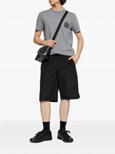 Dolce & Gabbana Crewneck T-shirt With Logo-patch In Gray