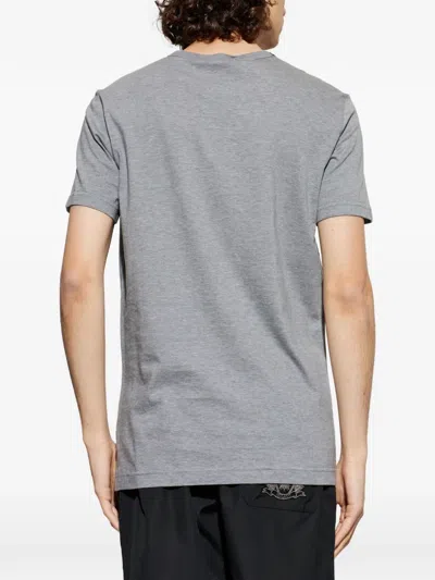 Dolce & Gabbana Crewneck T-shirt With Logo-patch In Gray