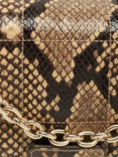 Pre-owned Michael Kors Vintage Large Soho Python-embossed Leather Shoulder Bag In Neutral
