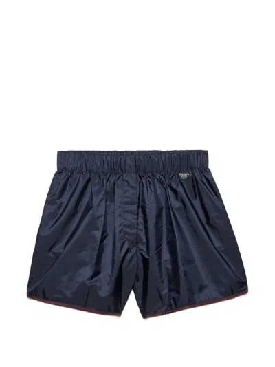 Prada Re-nylon Shorts In Blue
