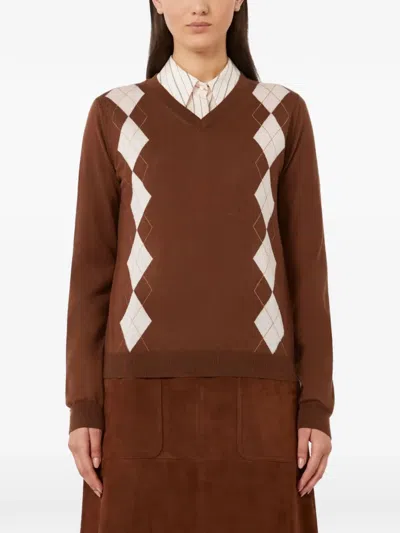 Max Mara Studio Mstdentice Top Chocolate In Brown