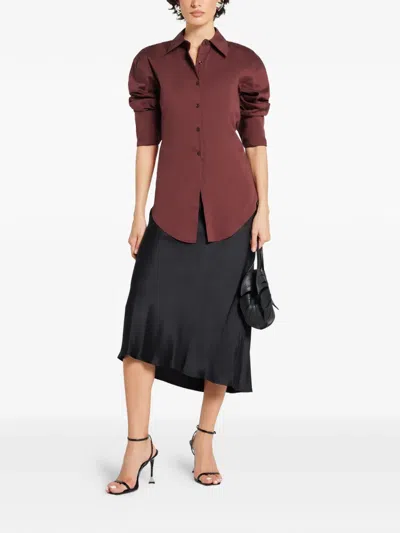 Simon Miller Loch Poplin Button Up Shirt In Choco Brown In Brown