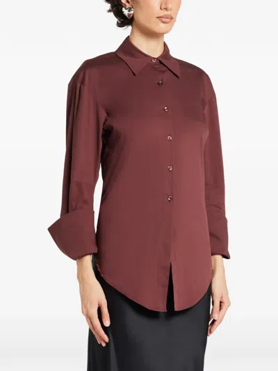 Simon Miller Loch Poplin Button Up Shirt In Choco Brown In Brown