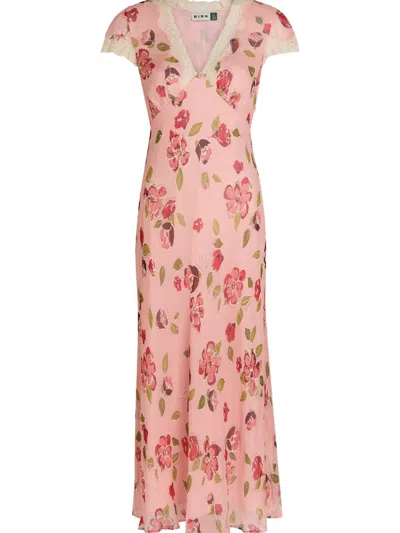 Rixo London Womens Kimmie Floral Pink Clarice Floral-print Chiffon Midi Dress In Multi