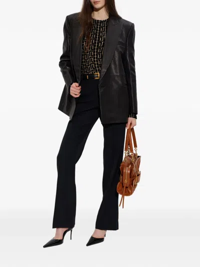 Balmain Lion-button Leather Jacket In Black