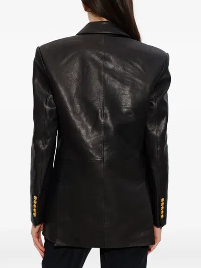 Balmain Lion-button Leather Jacket In Black