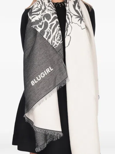 Blugirl Floral Print Scarf In Black