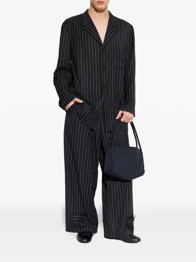 Y-3 Striped-pattern Buttoned Jacket In Black