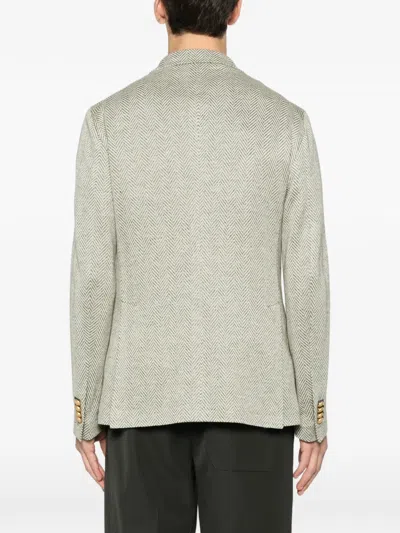 Tagliatore Herringbone-pattern Jacket In Gray