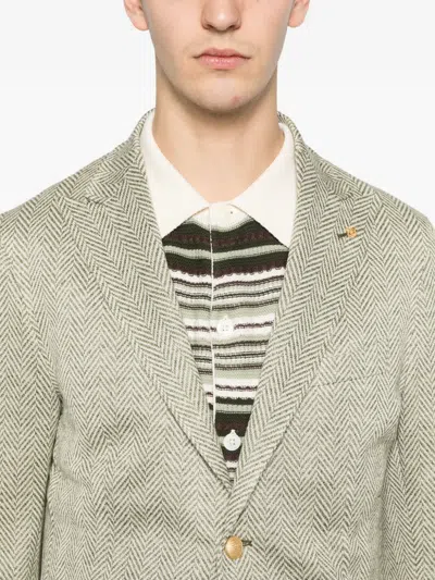 Tagliatore Herringbone-pattern Jacket In Gray