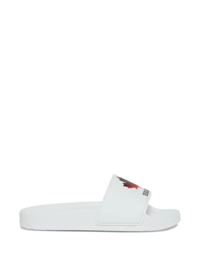 Dsquared2 Maple Leaf Slides In White