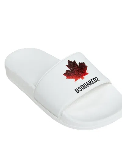 Dsquared2 Maple Leaf Slides In White