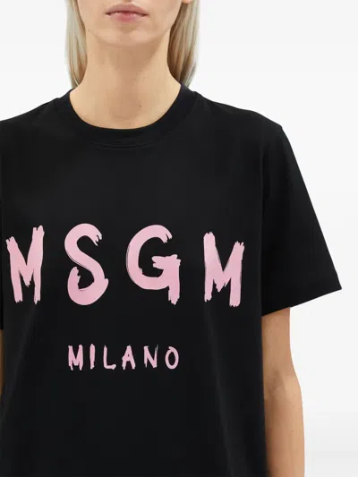 Msgm Logo-print Cotton T-shirt In Black