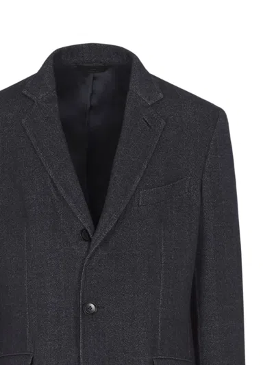 Brioni Button Front Pockets Coat In Black