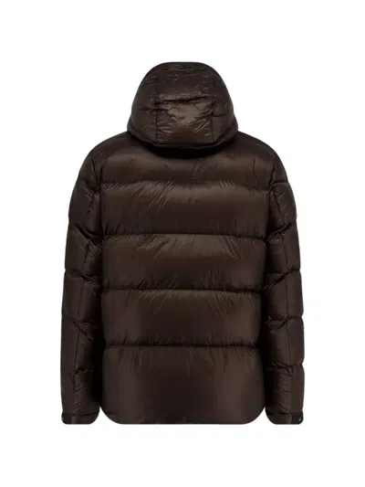 Outhere Puffy Quilted Down Jacket With Drawstring Features In Brown