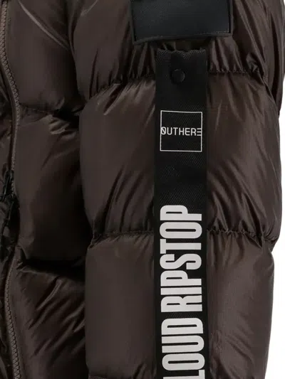 Outhere Puffy Quilted Down Jacket With Drawstring Features In Brown