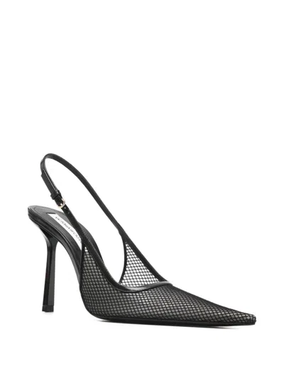 Victoria Beckham Victoria Leather-trimmed Mesh Slingback Pumps In Black