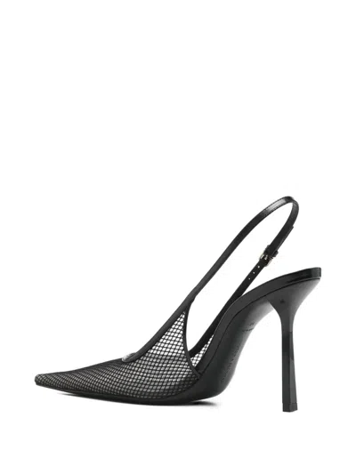 Victoria Beckham Victoria Leather-trimmed Mesh Slingback Pumps In Black