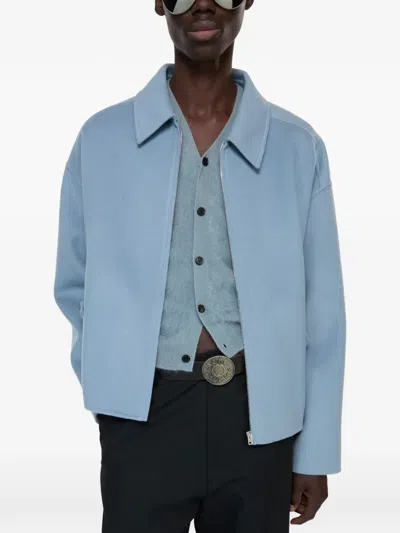 Acne Studios Zip-up Wool Jacket In Blue