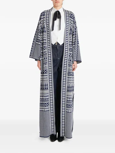 Temperley London Patterned Knit Coat In Blue