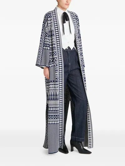 Temperley London Patterned Knit Coat In Blue