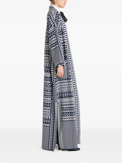 Temperley London Patterned Knit Coat In Blue