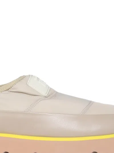 Msgm Platform Logo Patch Sneakers In Neutral