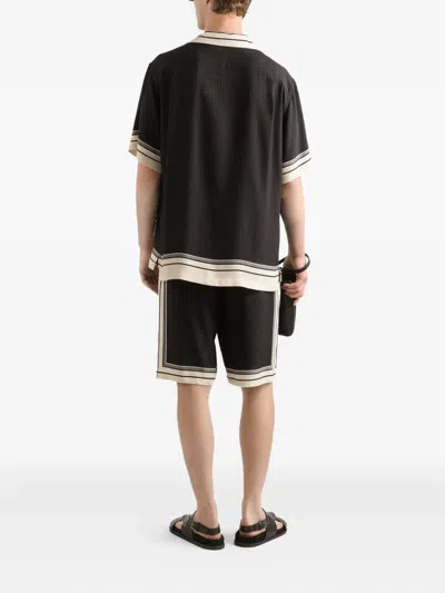 Dolce & Gabbana Men Hawaii Shirt With Logo And Striped Print In Multi