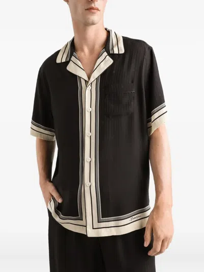 Dolce & Gabbana Men Hawaii Shirt With Logo And Striped Print In Multi