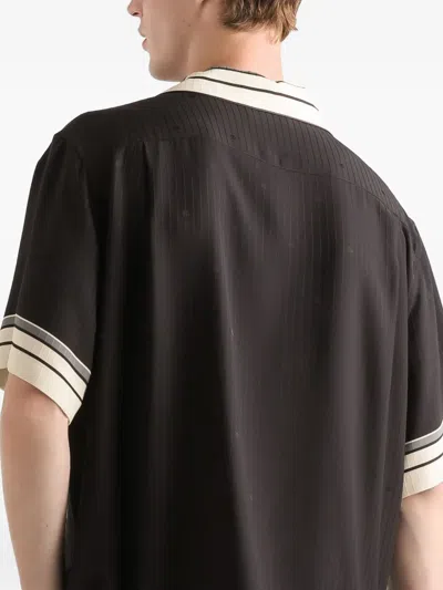 Dolce & Gabbana Men Hawaii Shirt With Logo And Striped Print In Multi