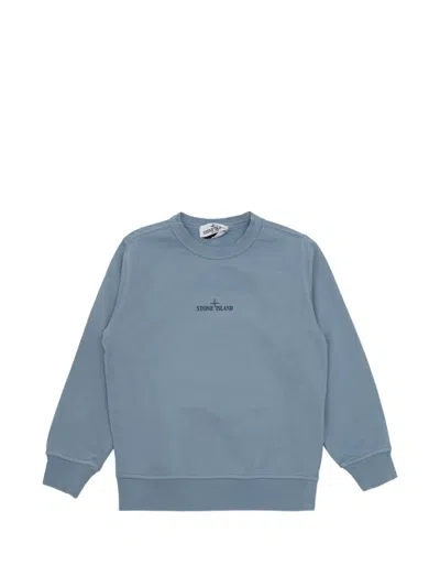 Stone Island Front And Back Print Sweatshirt In Blue