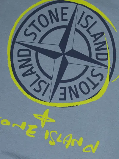 Stone Island Front And Back Print Sweatshirt In Blue