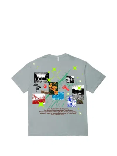 Students Golf Course Printed T-shirt In Gray