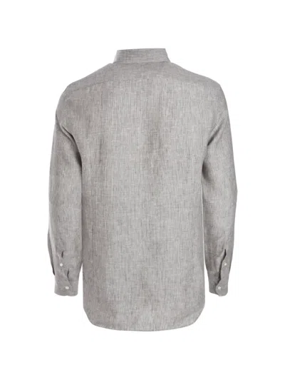 Corneliani Buttoned Striped Shirt In Gray
